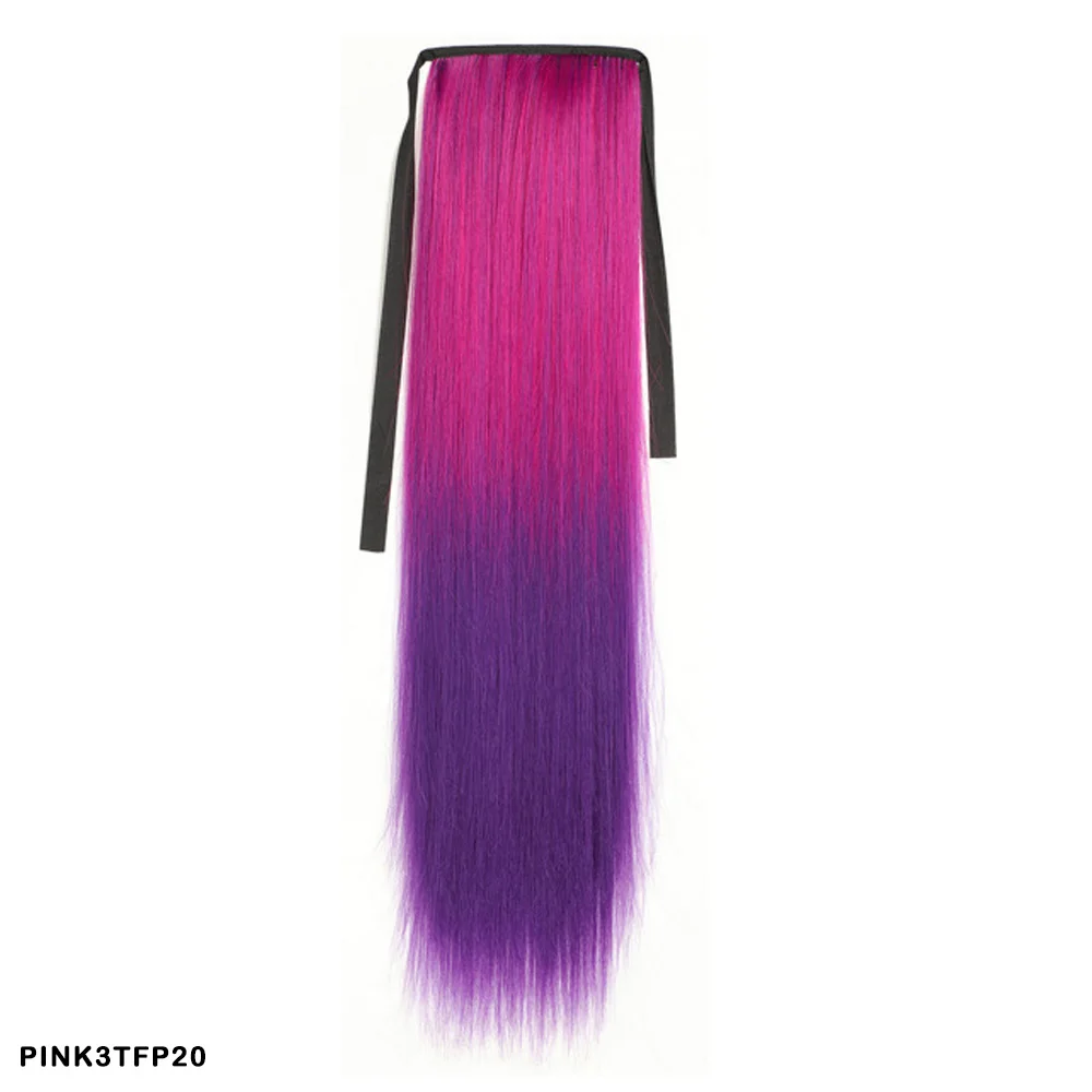 Synthetic Long Straight Ponytail Extensions Women\'s Ombre Color Drawstring Pony Hairpieces