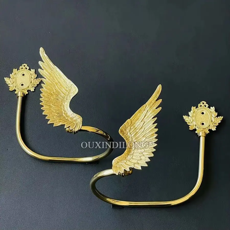 

High-end Luxury 1Pair Solid Brass French Angel Wings Curtain Holdbacks Wall Drapery Tie Back Hooks Hangers Home Decorations
