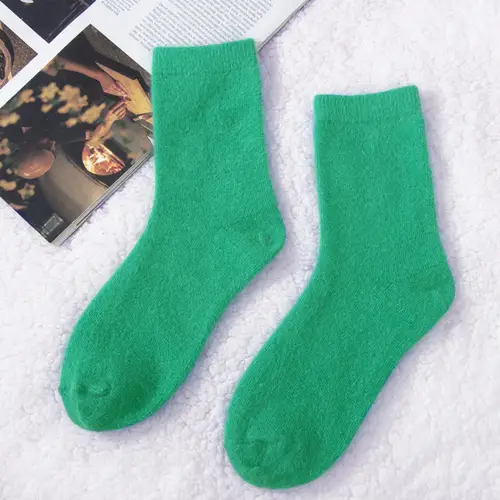 Sock Leisure Ankle Crew Fuzzy Autumn Winter Rabbit Fur Women mid-calf Thickened Warm Soft Wool Socks 8W96 - Image 7