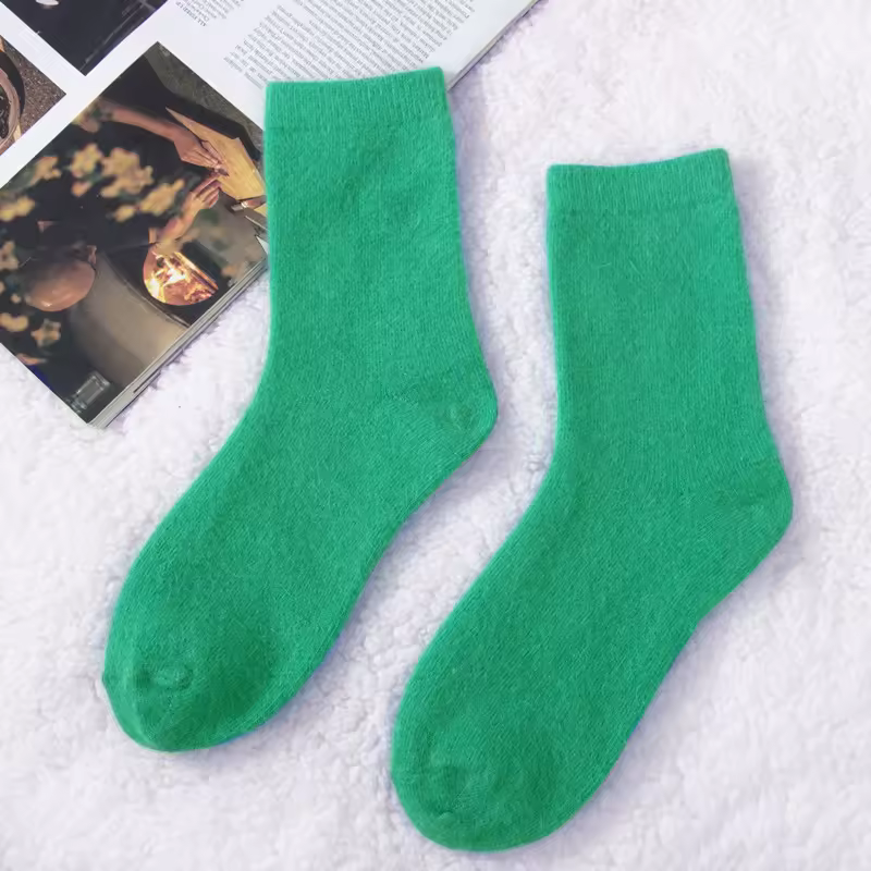 Sock Leisure Ankle Crew Fuzzy Autumn Winter Rabbit Fur Women mid-calf Thickened Warm Soft Wool Socks 8W96 - Image 7