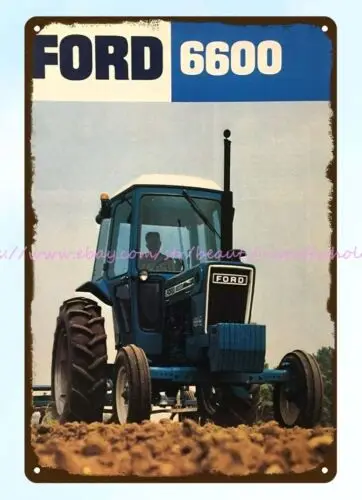 looking signs 6600 Tractor w Cab Barnyard farm equipment metal tin sign