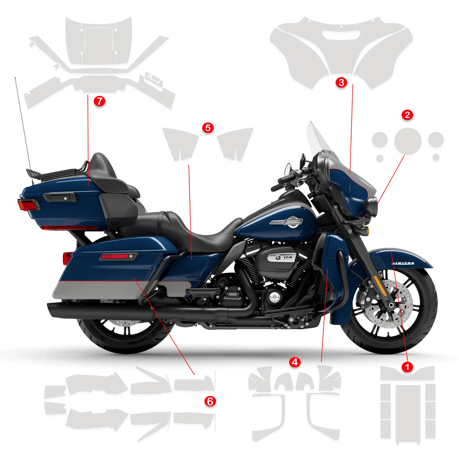 

For Harley Ultra Limited 2021-2024 TPU Paint Protection Film Motorcycle Body Sticker Anti-scratch Protective PPF Accessories