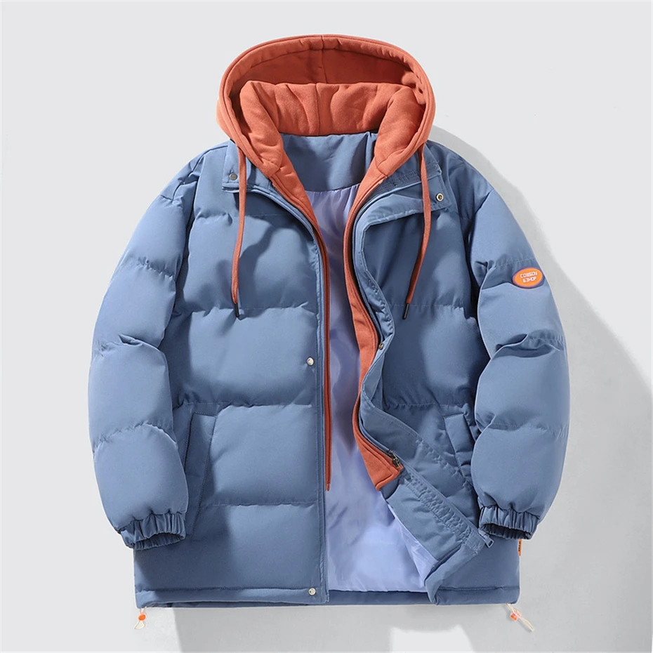 Gewatteerde Jas Heren Winter Parka 'S Dikke Jas Jassen Mode Casual Afneembare Capuchon Parka 'S Mannelijke Effen Kleur Jassen Zwart