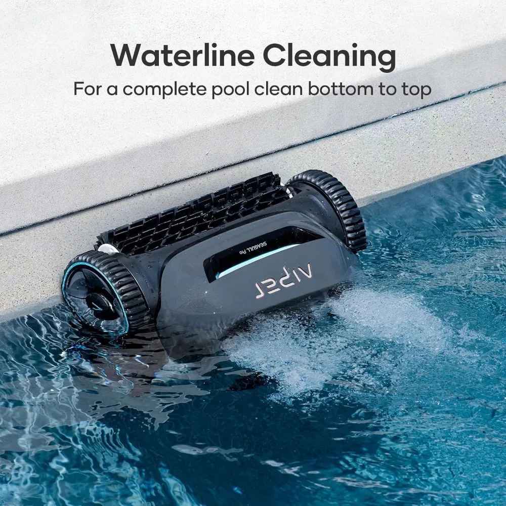 Cordless robot pool cleaner, WavePath navigation, wall climbing, four motors, 150 minutes running time