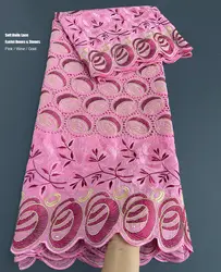 Newest Embroidery Swiss Voile Lace in Switzerland Fine Soft textured African Cotton Fabric Nigeria Dubai Traditional Garment