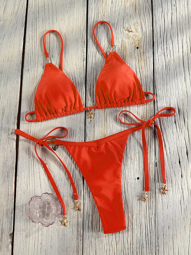 Conjunto de Bikini Triangular para Mujer, Traje de Baño Sexy, Biquinis Bandeau 2026, Traje de Baño de Cintura Baja, Bikinis para Playa, Traje de Baño con Bordes