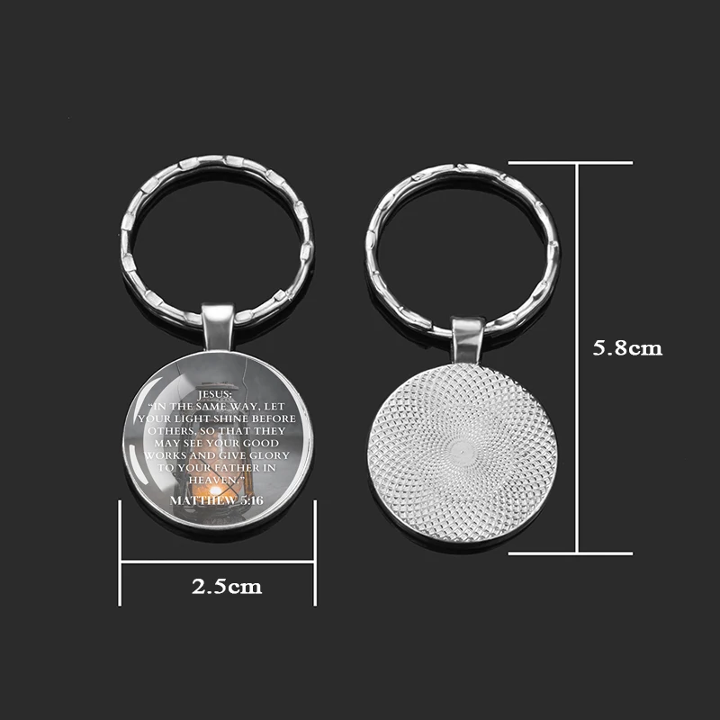Bible Verse Keychain Jesus Said Quotes Glass Dome Car Keyring Scripture Key Chain Faith Jewelry Christian Gift