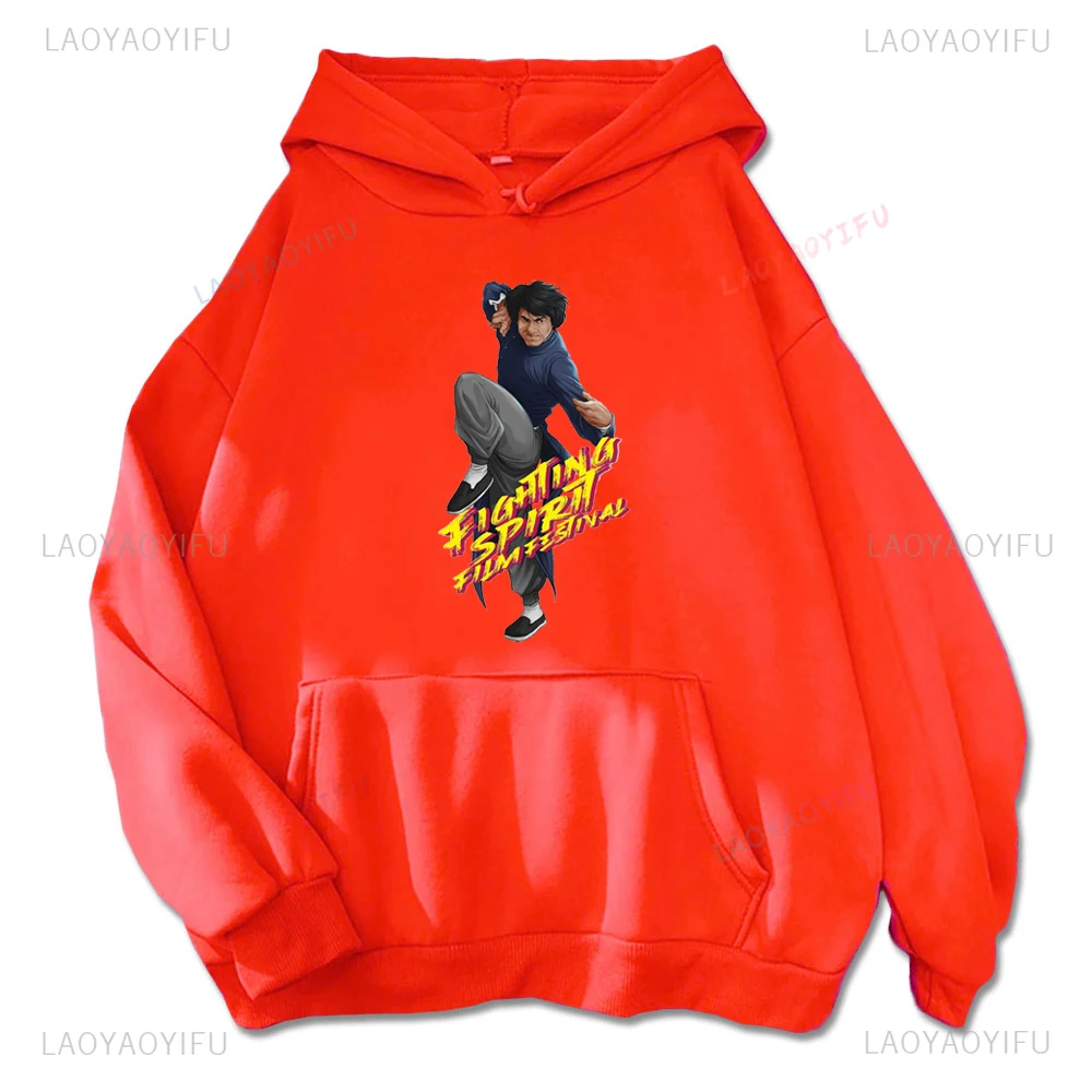 

Fighting Spirit Film Festival Jackie Chan Man Graphic Hoodie Summer Fans Street Fashion Autumn Winter Drop Shoulder Pullover