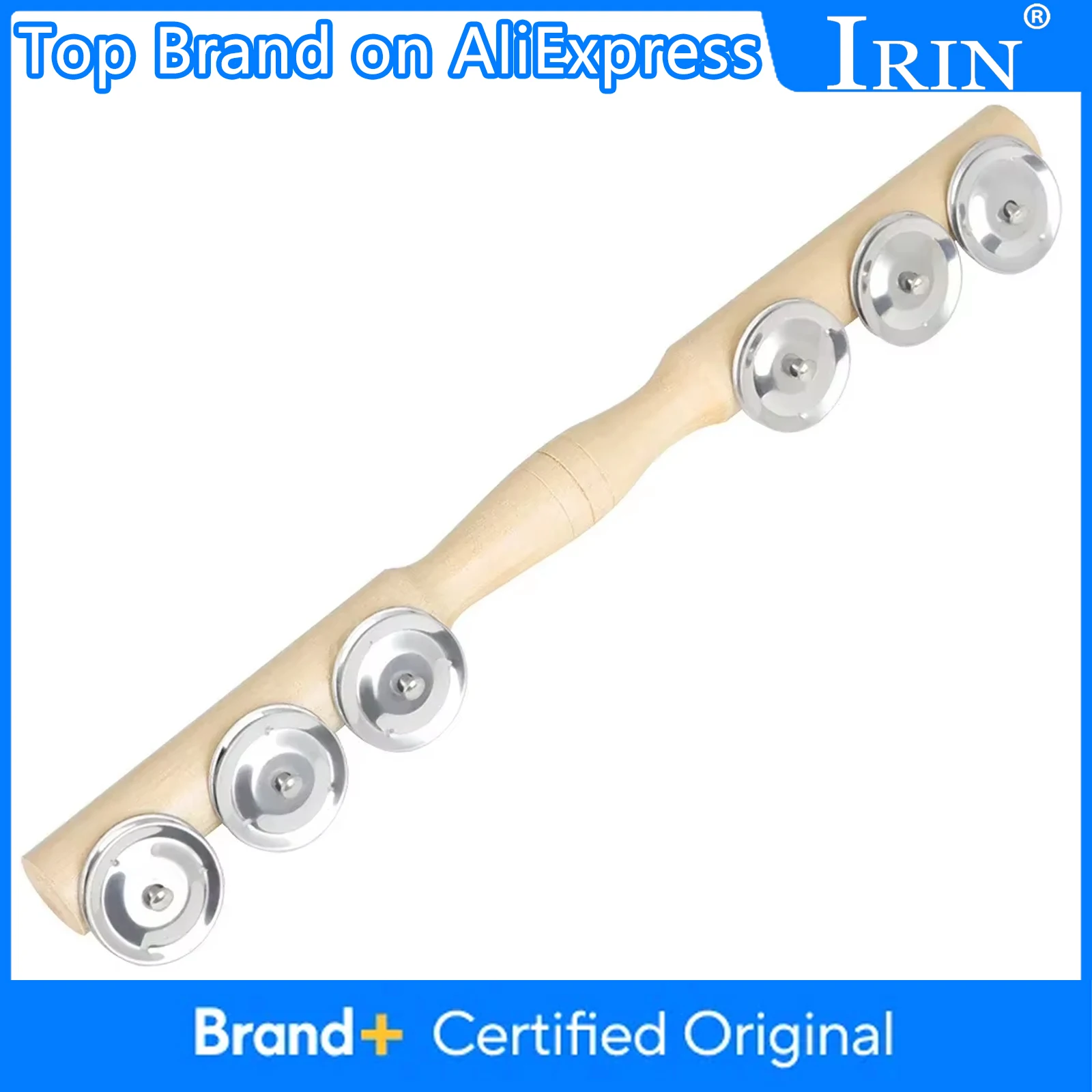 

IRIN 6 Bells Cymbals Single Row Wooden Hand Bell Toy Rhythm Intellectual Toy for Children Education Orff Percussion Instrument