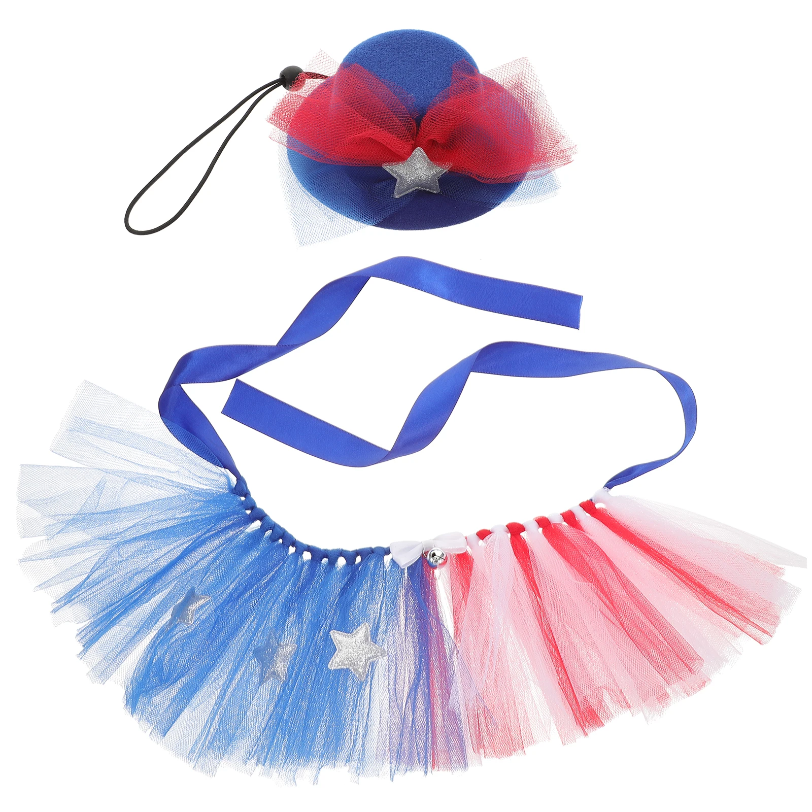

1 set Pet Mesh Tutu Skirt Suit Independence Day Costumes Patriotic Outfit Clothes Hat Small Dog Cosplay Pet Dog Clothes
