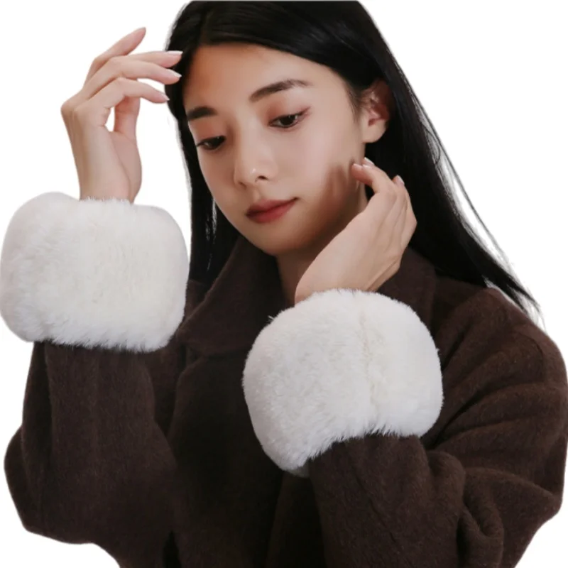 

Осенние и зимние плюшевые грелки для рук, грелки для запястий, короткие меховые манжеты, плюшевые защитные наручники