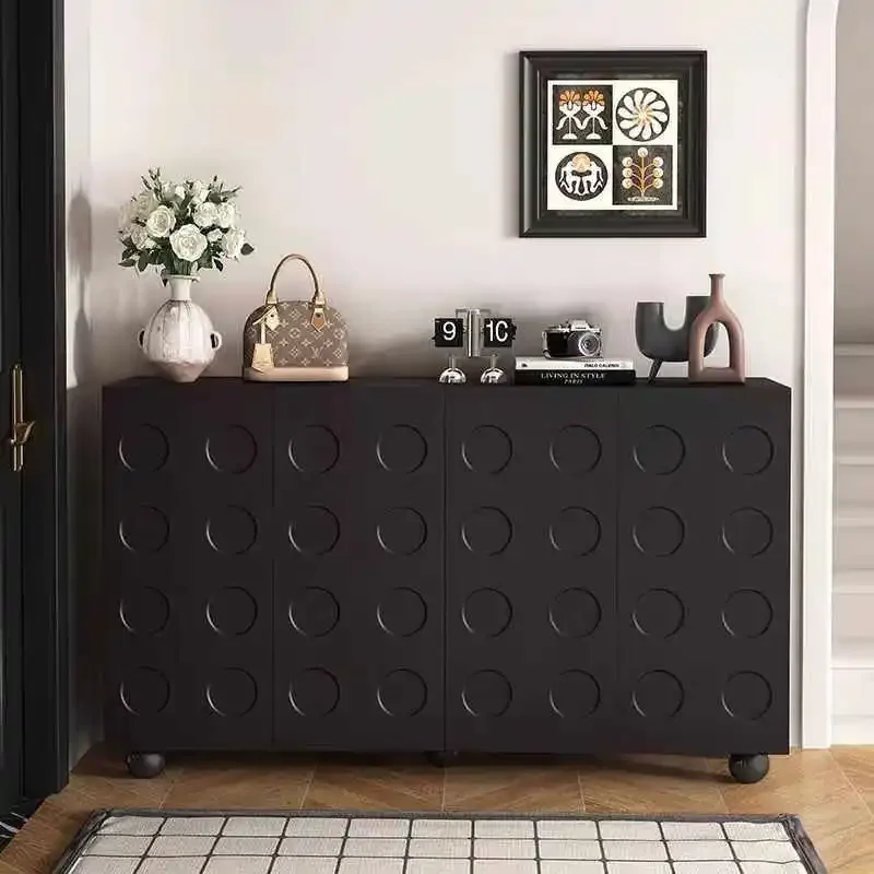 

Черный современный органайзер для обуви, минималистичный деревянный шкаф для обуви в прихожую, тумба для хранения в коридоре, мебель для малогабаритных квартир