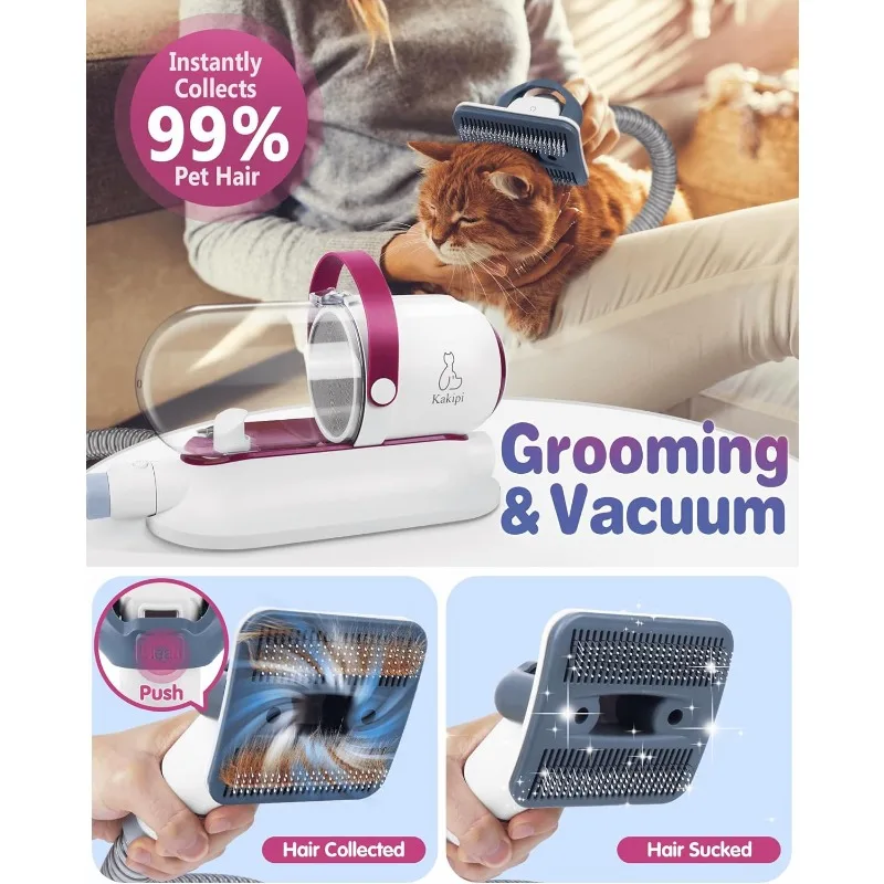 전문 애완동물 미용 진공청소기 (털갈이 브러쉬, 클리퍼, 드라이어, 클리너 포함), 1.5L 먼지통, 강아지, 고양이용 애완동물 미용 키트