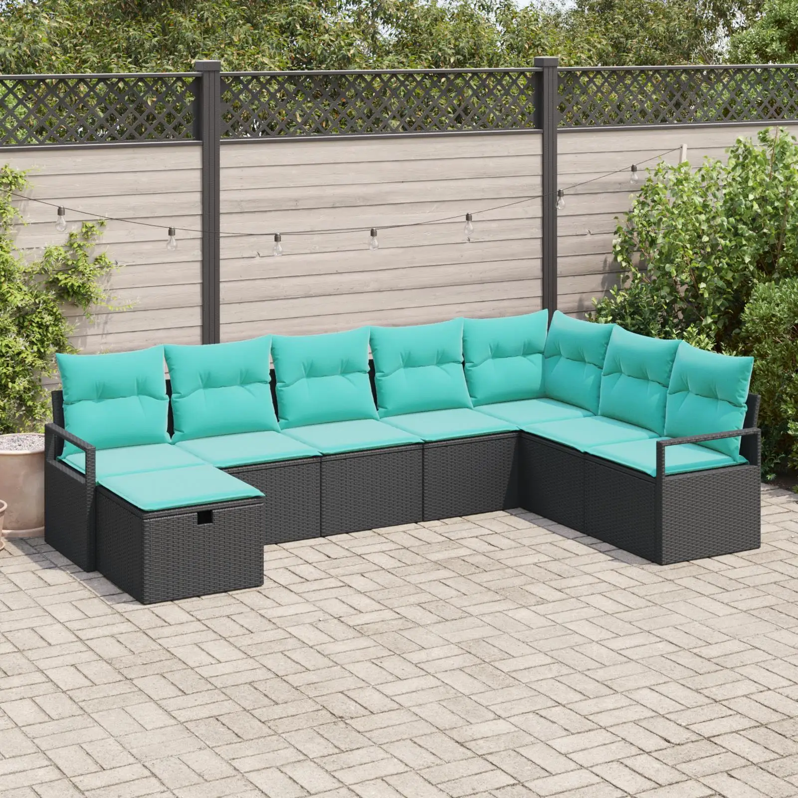 

8 Piece Outdoor Patio Sofa Set with Cushions Black Rattan Furniture Garden Seating