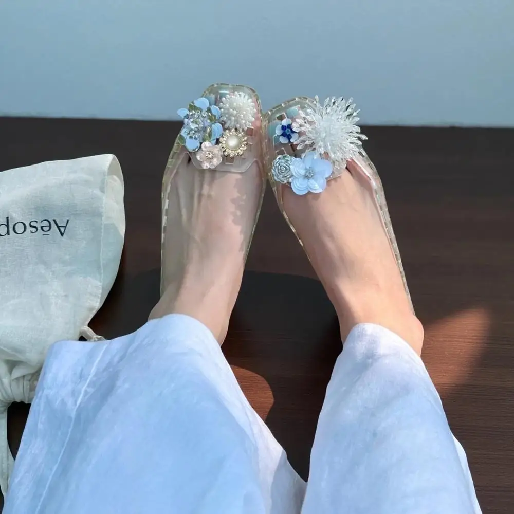 1 مجموعة يدويا مطرز هلام الأحذية الصنادل الرياضية اكسسوارات الأحذية السحر DIY الزخرفية حذاء زهرة النعال أبازيم ملونة