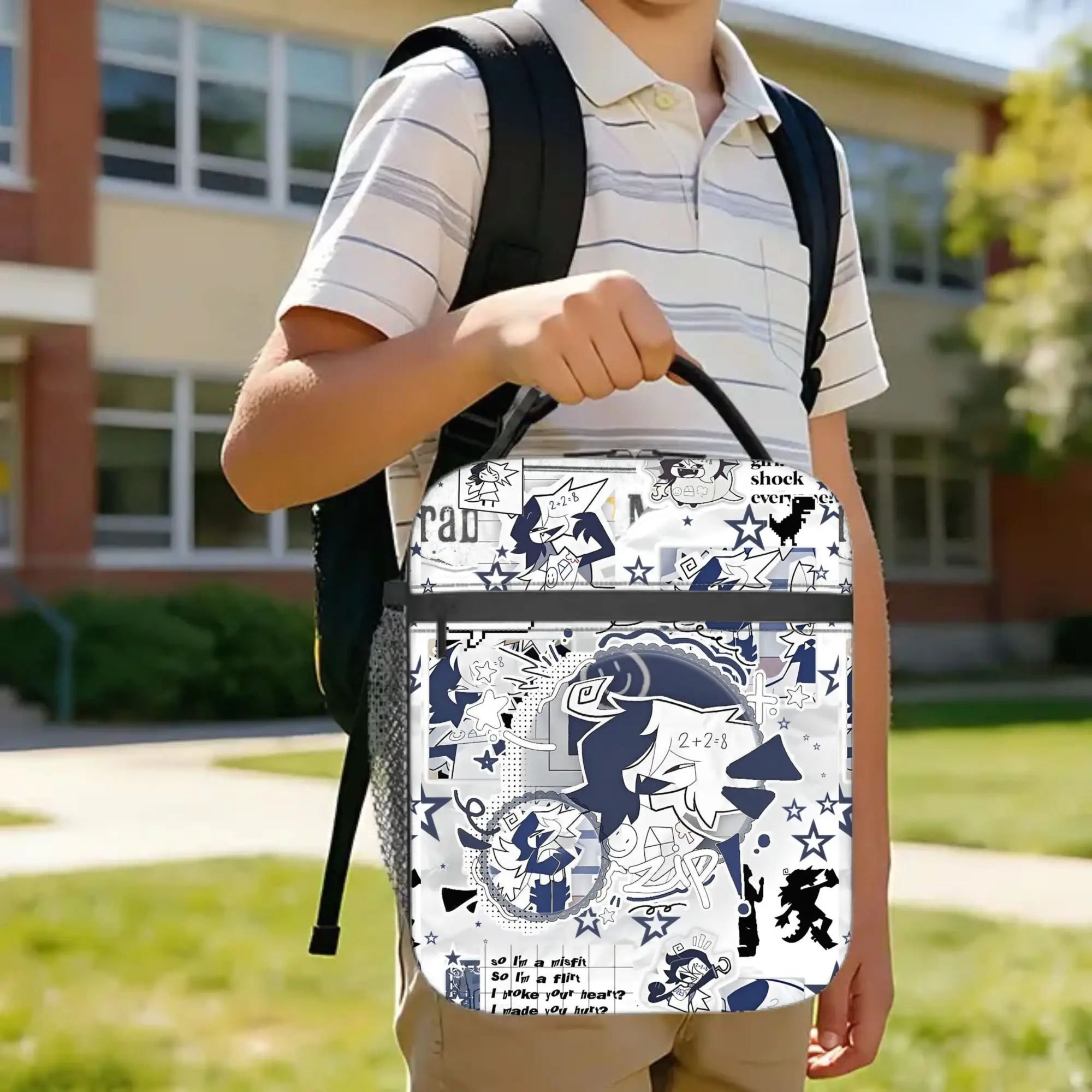 Miss Circle Insulated Lunch Bags Cooler Bag Reusable,Lunch Container Paper Education Leakproof Tote Lunch Box Food Handbags