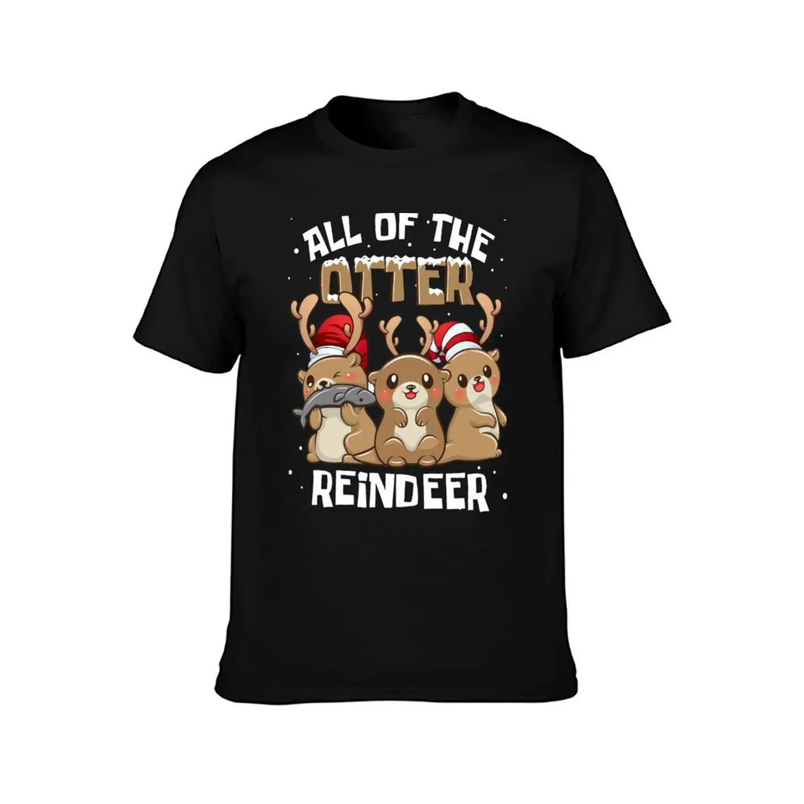 All Of The Otter Reindeer cute Christmas Stocking Gift T-Shirt Summer Casual Cotton Tee Oversized Streetwear Tops 100% Cotton