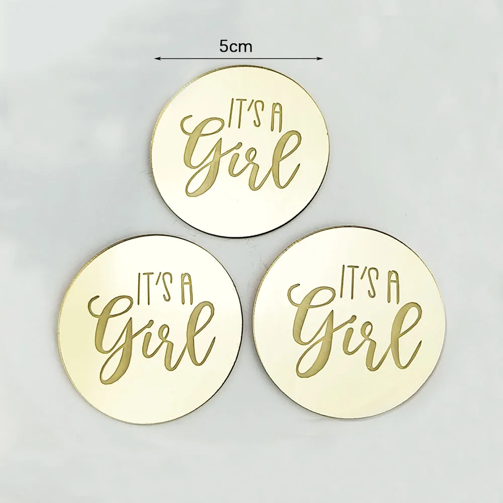 5/10 Stück Oh Baby Cake Topper Es ist ein Junge Mädchen Cupcake Topper Gold Acryl Kuchen Dekoration für Babyparty Geschlecht offenbaren Party – Detail 3
