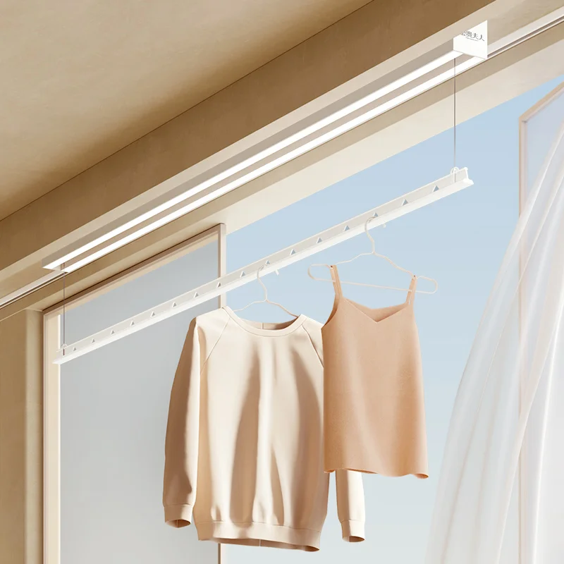 رف تجفيف كهربائي غير مرئي مثبت على السطح، جهاز تحكم عن بعد منزلي ذكي، رفع تلقائي، شرفة صغيرة مخفية