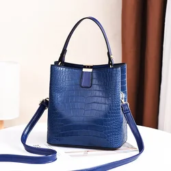 Crocodile Pattern Bucket Shoulder Bag For Women Fashion Brands Female Handbag Large Capacity Lady Crossbody Bag Handbag Purse