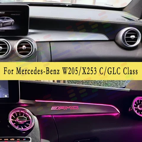 W205/X253 2015-2022 MB 부조종사 네온 라이트 LED 3s용 메르세데스-벤츠 C/GLC 클래스용 AMG용 내부 주변 조명 공동 드라이버