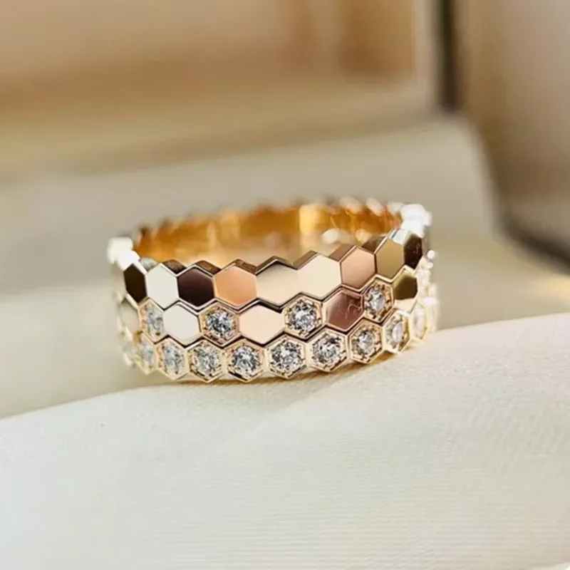 خاتم من الفضة الإسترليني عيار 925 تمهيد AAA زركونيا على شكل قرص العسل للنساء مجوهرات راقية