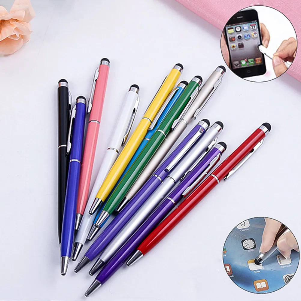 

12Pcs Touch Pen 2-in-1 Stylus for All Capacitive Screens Smooth Writing for Drawing Gaming Email Notetaking Compact