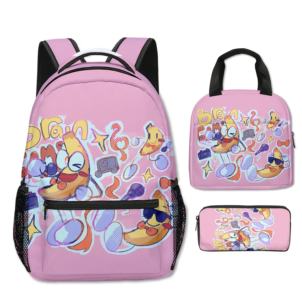 

Cartoon Popular shovelware Brain Game 3D Print 3pcs/Set School Bags Laptop Daypack Backpack portable Lunch bag Pencil Case