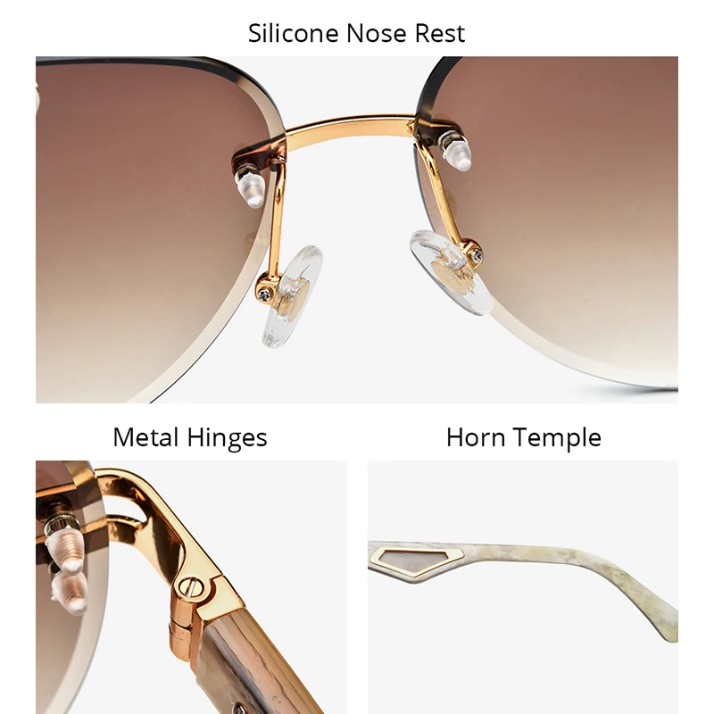 HEPIDEM Buffalo Horn Sunglasses Men Famous Luxury Brand Design Rimless Sun Glasses Diamond Eyewear Buffs Frameless Eyeglasses 39 - view 4