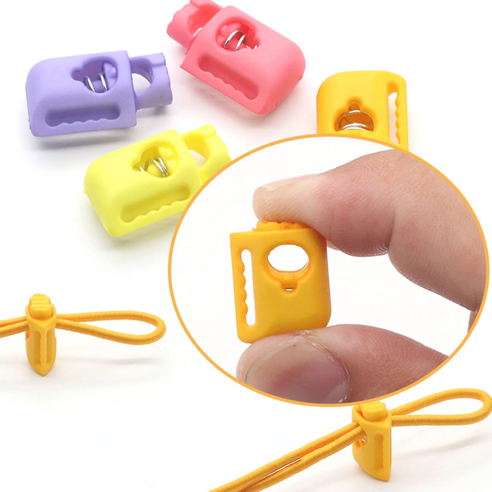 10 PCs Plastic Cord Lock Stopper Spring Stop Toggle Stopper Clip For Shoes Sweater Shoelace Rope Buckle Clothing Accessories