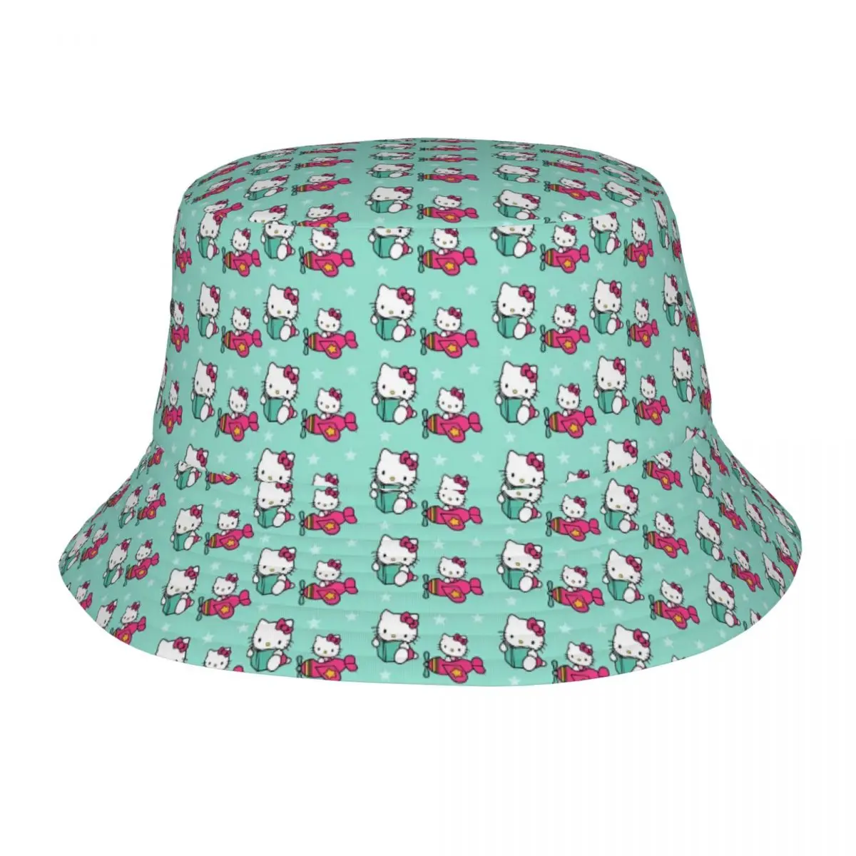 

Hello Kitty Cat Animal Bucket Hat For Unisex Fisherman Hats Trendy Vacation Caps Foldable Outdoor Design Visor Hats
