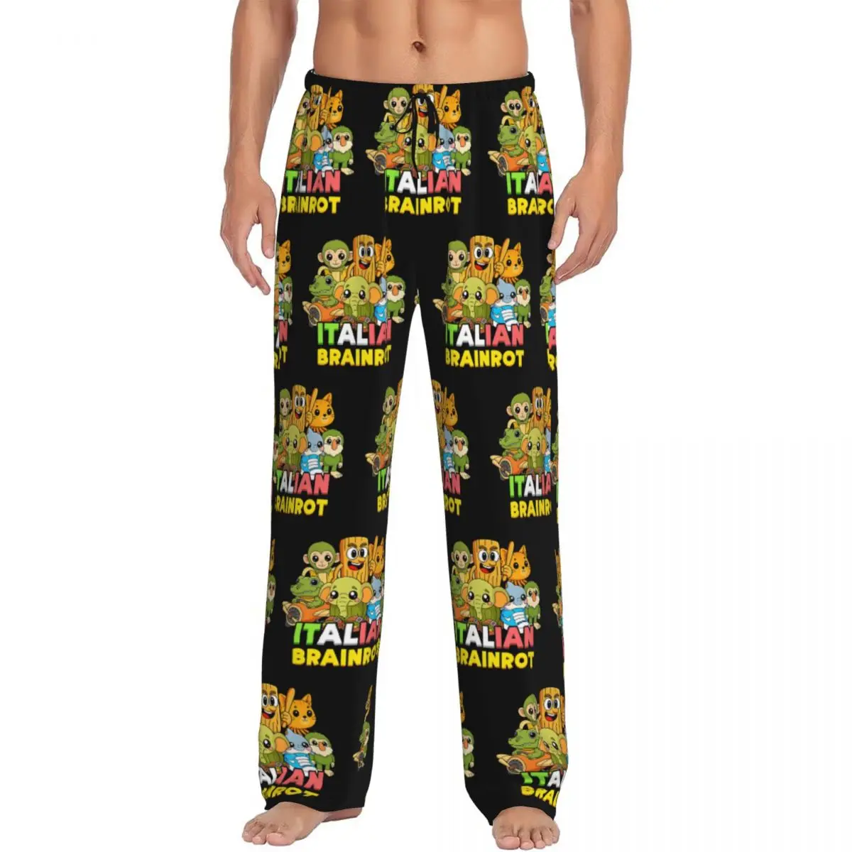 

Custom Printed Italian Brainrot Pajama Pants Men Animals Cartoon Sleep Sleepwear Bottoms with Pockets