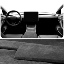 Finiture Alcantara nere per Tesla Model 3/Y decorazione d'interni-cruscotto e porta modifica legno copertura Decor pannello Adhensive