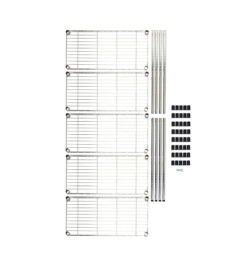 5 أرفف رف تخزين عالي التحمل قابل للتعديل، رف سلك منظم فولاذي للمطبخ، متعدد الوظائف، قابل للطي