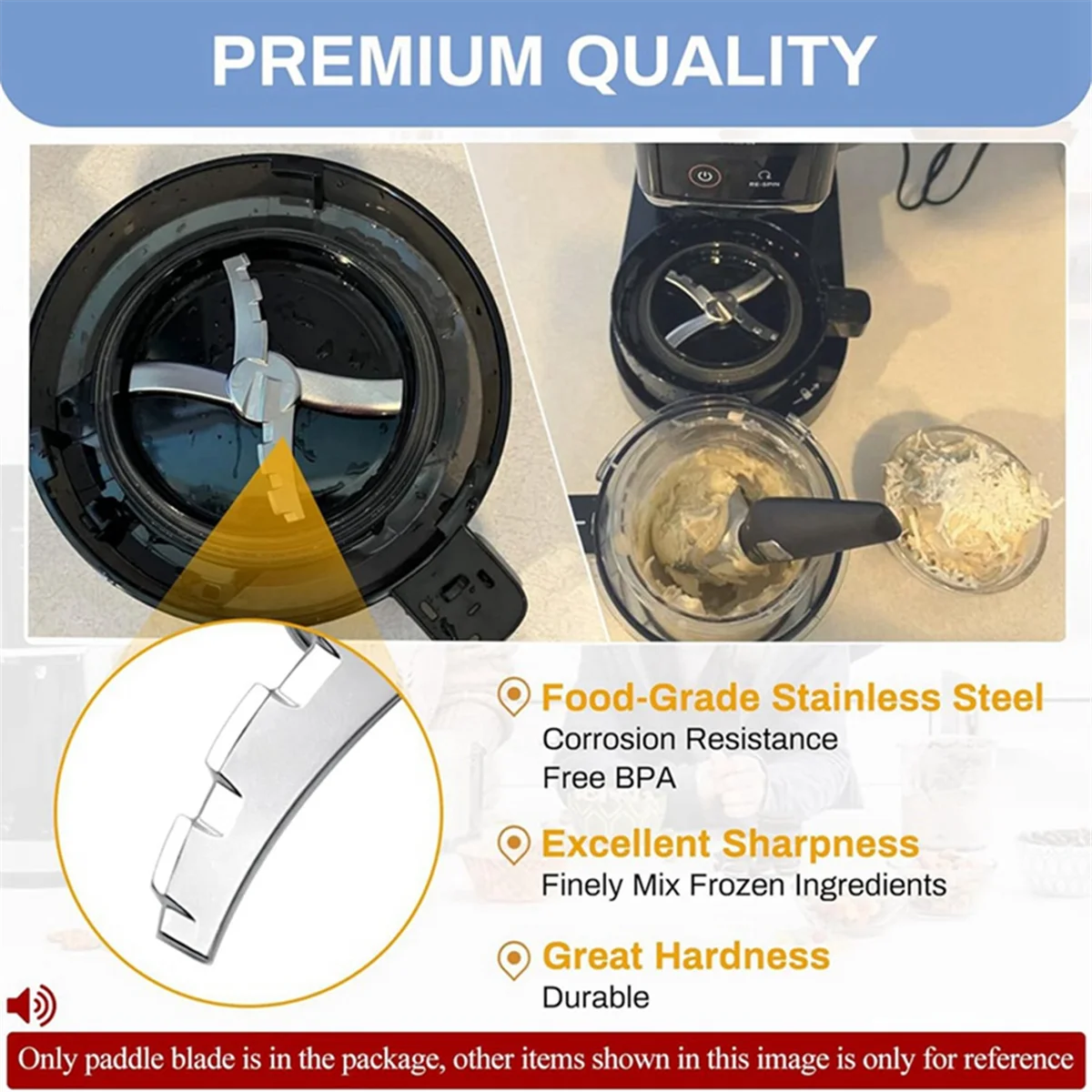 2PCS เปลี่ยนใบมีดสําหรับ Ninja Creami NC300 Series,ผสมใบมีด Paddle NC301, CN305A, CN301CO Silver