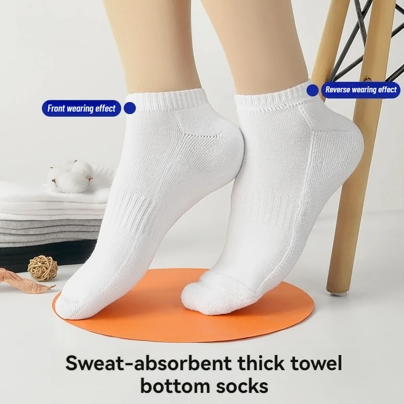 3-16 Years Kids Youth Athletic Ankle Socks - Terry Bottom Cotton Sweat-Wicking No-Bone Seam Basketball Sports Socks for Students