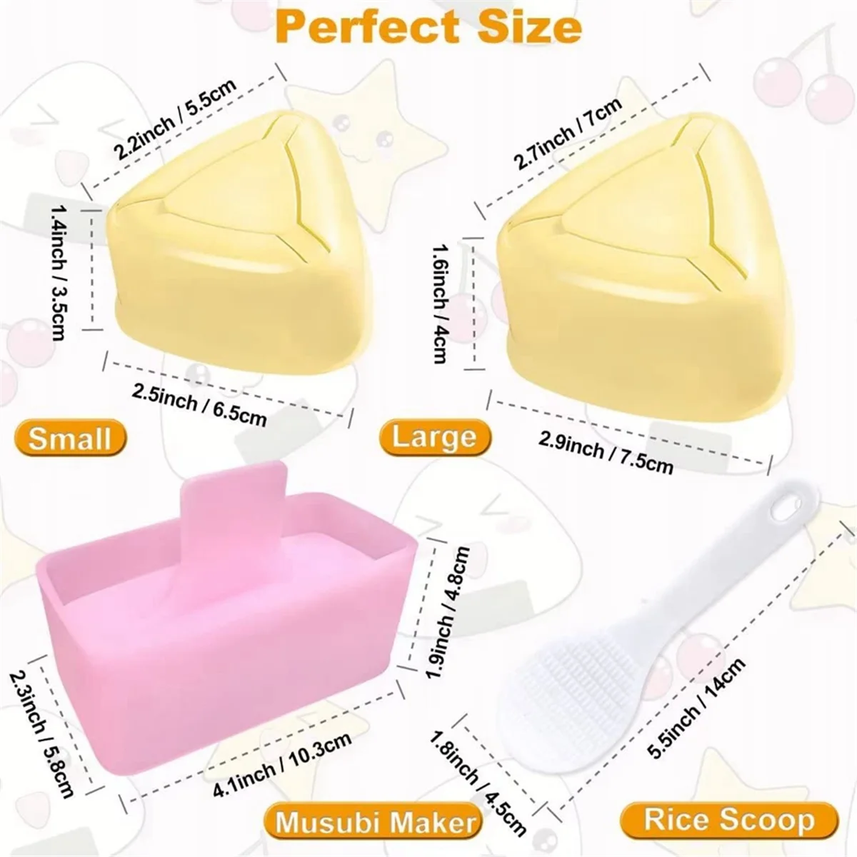 ABNP Onigiri Mold, 3 Pack Rice Mold Musubi Maker Kit, Maker Press, Classic Triangle Rice Ball Maker Sushi Mold