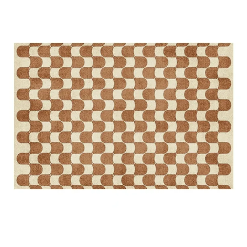 French Retro Checkerboard Rugs Soft Floor Mat Carpet for Bedroom Living Room Decoration Carpet Ins Wind Plaid Bedside
