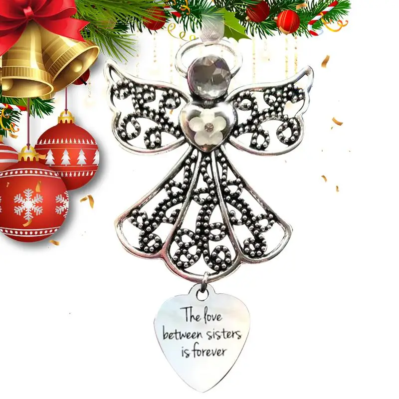 Angel Ornaments Angel Pendant Metal Holiday Hang Ornament For Christmas Tree Wall Window Car Rearview Mirror Backpack Decor