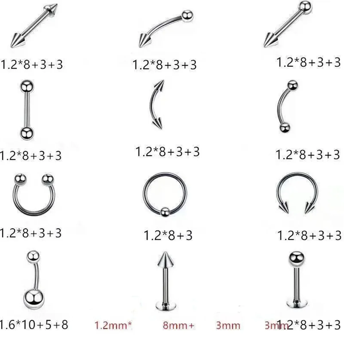 Kit de Piercing d'Oreille pour Cartilage, Tragus, Helix, Pistolet sans Bijoux, 24 42 84 Pièces