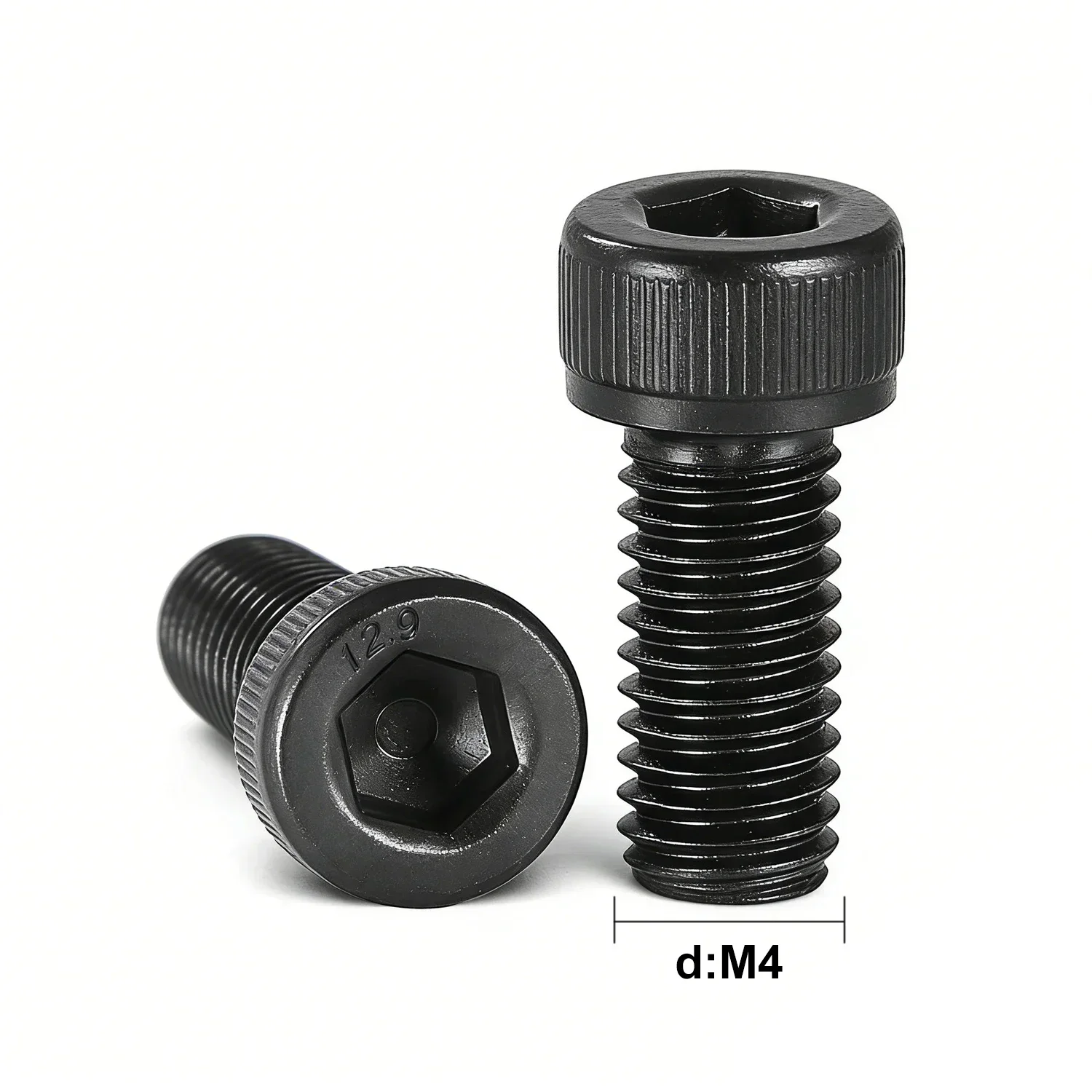 5-50pcs Black Grade 12.9 Steel Hexagon Hex Socket Cap Allen Head Screw Bolt Lengthened Long 3-110mm M2 M2.5 M3 M4 M5 M6 M8 M10