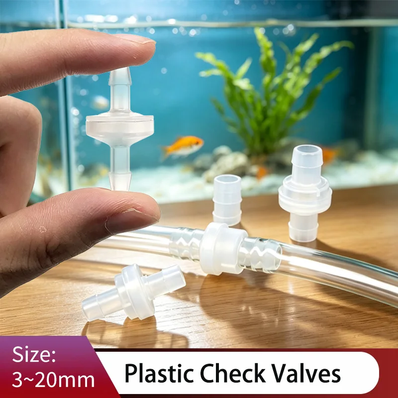Universal One-Way Inline Check Valve 3~20mm Tool-Free Install Oil/Heat Resistant Built‑in Flow Arrow PP+304 Spring Valves 1~20P