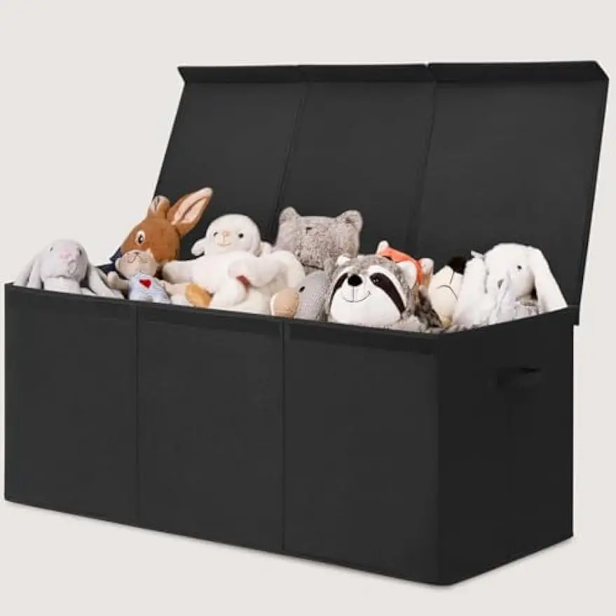 

Очень большой складной ящик для хранения игрушек, 185 л с крышкой, органайзер для детской игровой комнаты, черный 39x17x17 дюймов