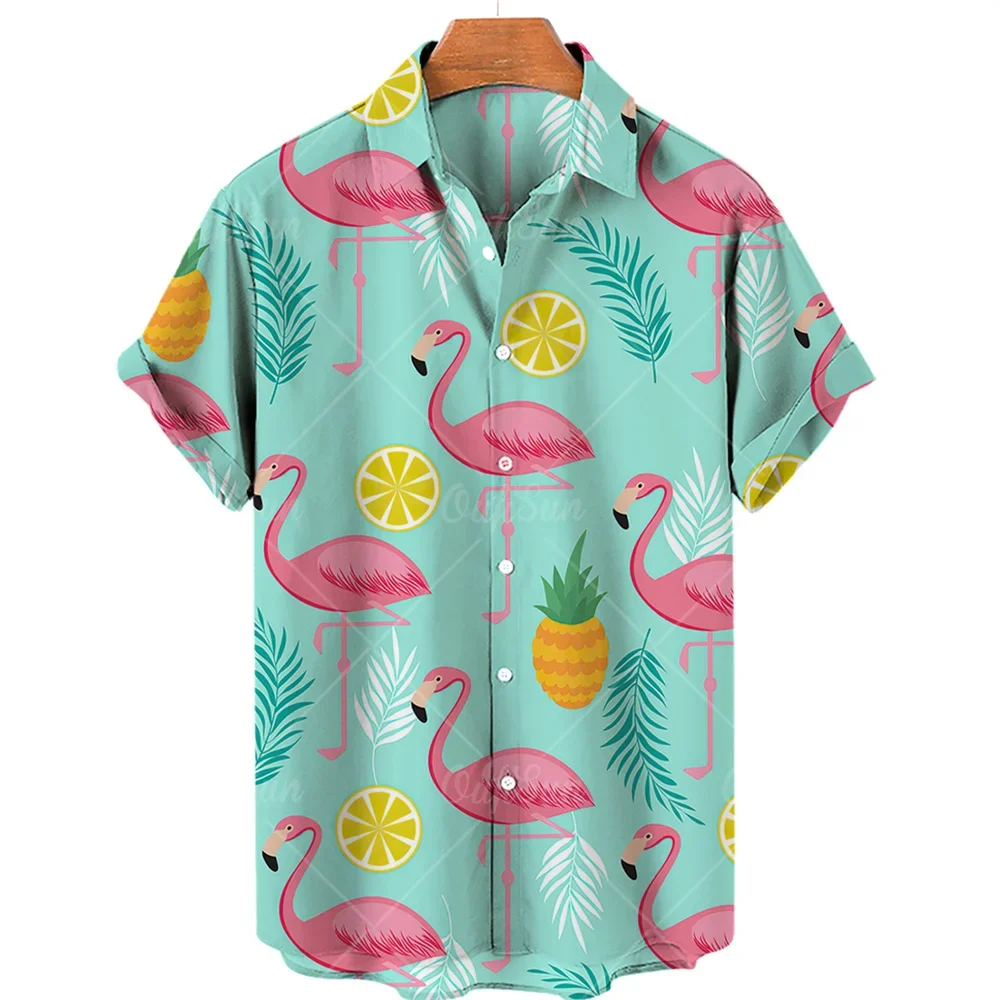 3D printed summer beach shirt for men, floral fashion, Hawaiian casual short sleeved single breasted imported clothing, street c