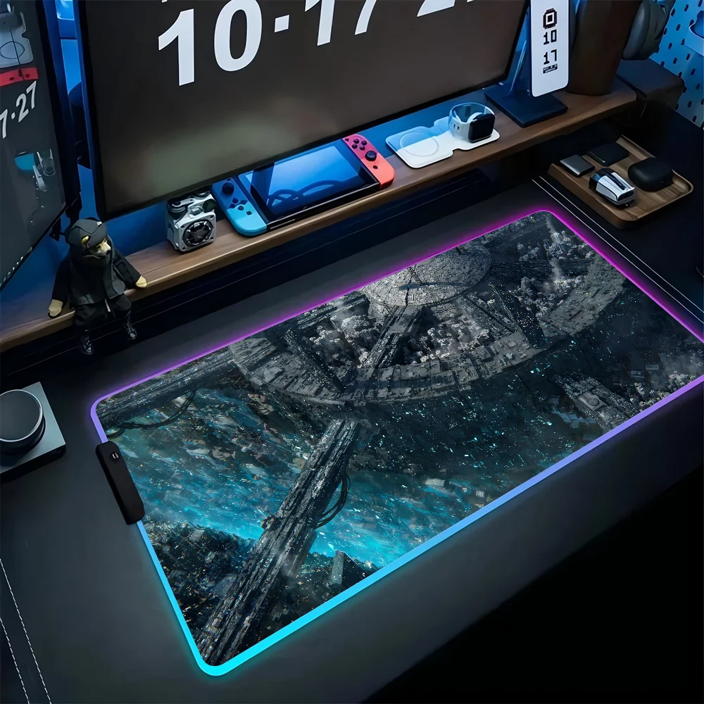 

Futuristic City Mousepad XXL RGB Gaming Mouse Pads HD Black Gamer Accessories Large LED