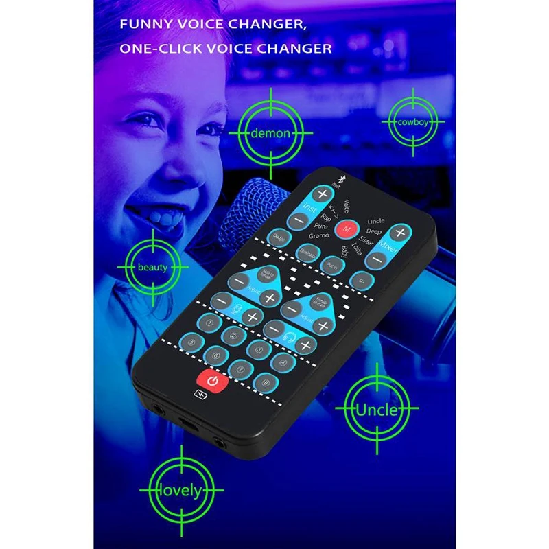 Tarjeta de sonido externa Bluetooth con 5 modos de escena, 8 efectos de sonido, para teléfonos Android, Iphones, altavoces, transmisión en vivo