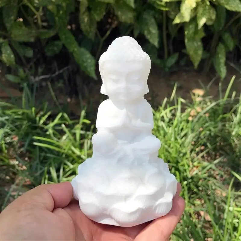 Natural White Marble Jade Buddha Carving Crystals And Stones Healing Fengshui Polished Mineral Ornaments Home Decoration 1pcs