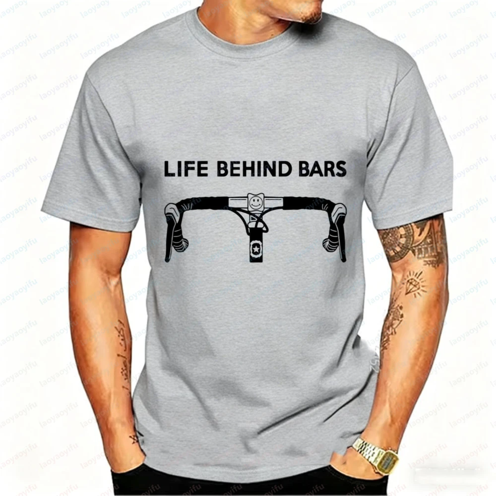 Cool Cycling T Shirt Life Behind Bars Bicycle Tee Retro Mens Bicycle Shirt Hilarious Witty Humor Cyclist Shirts Gift for Biker