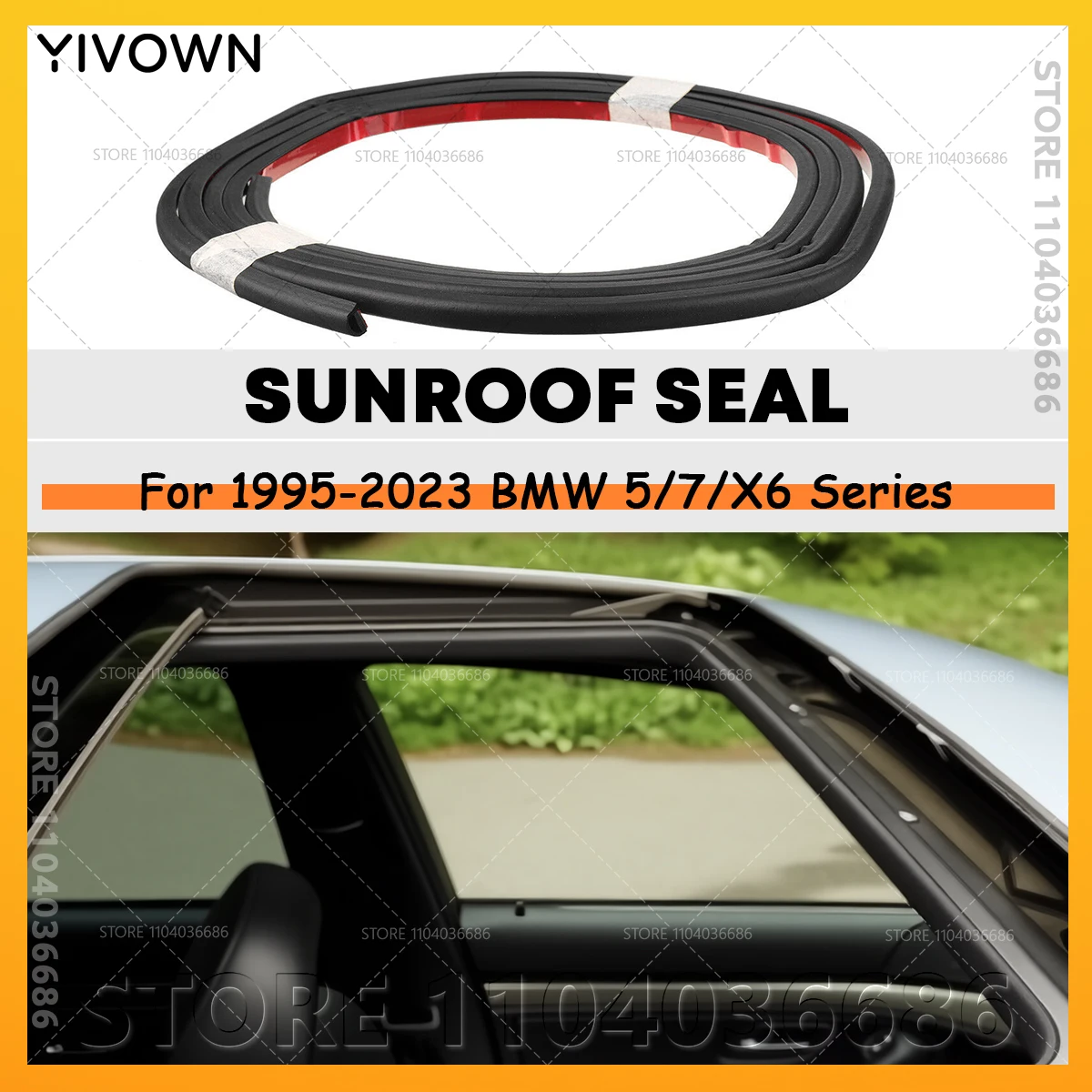 For 1995-2023 E38 E39 E60 E65 E71 E90 F01 F10 F12 F16 F90 G11 G12 G30 BMW 5/7/X6 Series Sunroof Seal Lenght 2980 Mm 54107245551