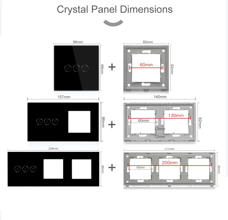 BSEED Wifi Smart Dimmer Switches Tuya Smart Life Goolgle Home Control Plus Type-c USB EU Socket Glass Panel Black Series